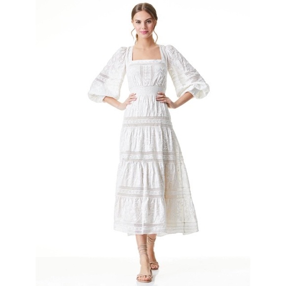 Alice + Olivia lace Finley midi dress RARE - Picture 3 of 12